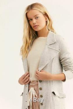 Free People BONANZA Wool blend Maxi Duster Coat Jacket LARGE Brand NEW Gray