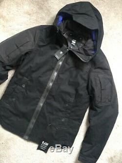 G-star Raw Black Batt Hdd Overshirt Zip Hooded Jacket Coat Small New Tags