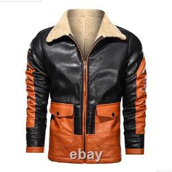 Genuine Leather Jacket Men with Fur Motorcycle Real Bomber Leather Jacket