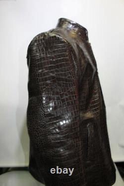 Genuine dark brown alligator embossed leather for men dark brown