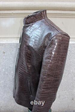 Genuine dark brown alligator embossed leather for men dark brown