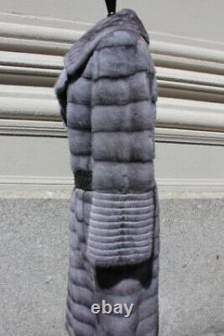 Genuine gray mink long jacket for women grey
