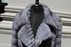 Genuine gray mink long jacket for women grey