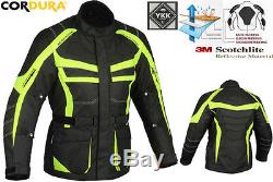 Ghost Rider Black Hivis Neon Waterproof Motorcycle Motorbike Armour Jacket