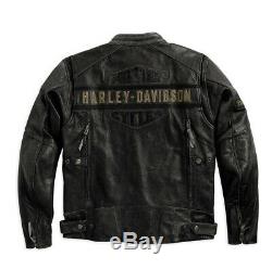 HARLEY-DAVIDSON Men's PASSING LINK Genuine Cow Leather Riding Jacket Distressed