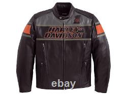 Harley Davidson Men's Rumble Color blocked B&S Black Leather Motorcycle Jacket