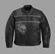 Harley Davidson Men's T-3 Reflective Motorcycle Black Leather Print Skull Jacket