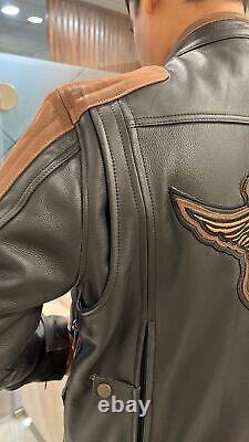 Harley Davidson Men's Triple Vent System Trostel Distressed Leather Biker Jacket