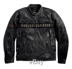 Harley Davidson Passing Link Black Biker Motorcycle Leather Jacket Mens Slim Fit