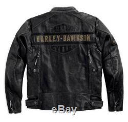 Harley Davidson Passing Link Leather Jacket for Men Biker Cafe Racer Black