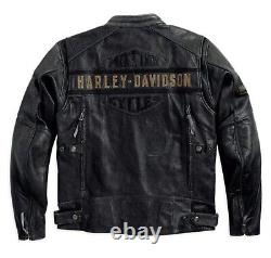Harley Davidson Passing Link Triple Vent Motorcycle Black Leather Jacket