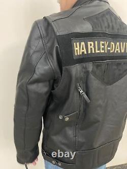 Harley Davidson Passing Link Triple Vent Motorcycle Genuine Black Leather Jacket