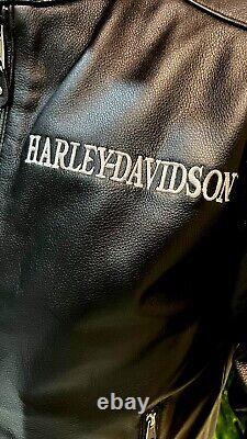 Harley-Davidson Skull Reflective Blouson CUIR Motorcycle Leather Biker Jacket