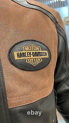 Harley Davidson Triple Vent System Trostel Distressed Leather Biker Jacket New