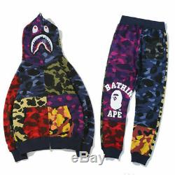 Jacket Hoodie +pants Sweats Coat shirt Camo Bape Shark Lovers Bathing Ape jogger