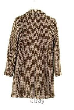 Jaeger Ladies Brown Checked Double Breasted City Winter Coat Long Jacket 6 16