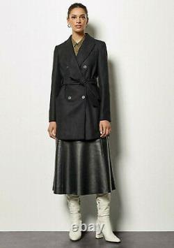 KAREN MILLEN Belted Wrap Winter Warm Coat Smart Jacket in Black