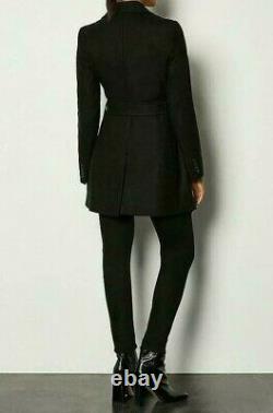 KAREN MILLEN Double-Breasted Belted Wrap Winter Warm Coat Smart Jacket in Black