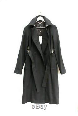 Karen Millen Black Sleek Tailored Trench Belted Military Coat Jacket 6 to 16 New