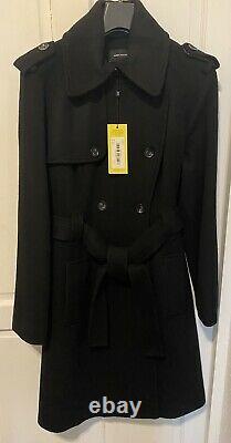Karen Millen Black Winter Coat Military Trench Tailored Long Wool Jacket 6 to 14
