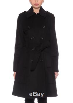 Karen Millen Black Winter Coat Military Trench Tailored Long Wool Jacket 8 to 16