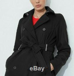 Karen Millen NEW Black Tailored Long Belted Casual Trench Coat Jacket UK 6 To 16
