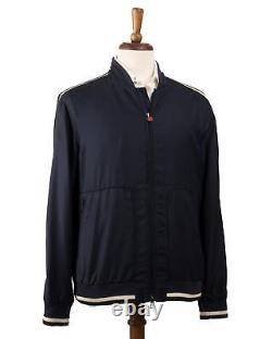 Kiton Napoli $5,995 Navy Blue White Virgin Wool Polyamide Blend Jacket M (50 IT)