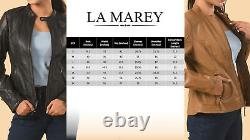 LA MAREY Tan Lambskin Breathable Genuine Leather Zip Front Scuba Jacket 1X