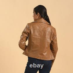 LA MAREY Tan Lambskin Leather Breathable Lapel Collar Moto Jacket-3X