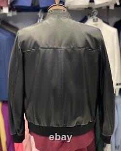 LIMITED QUANTITY Zilli Black Genuine Leather Lambskin Men's Bomber Jacket