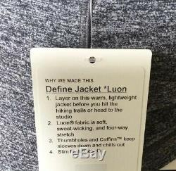 LULULEMON Size 8 Define Jacket Luon Heathered Black HBLK Zip Up Run Yoga NWT