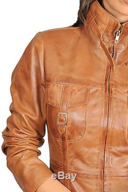 Ladies 3/4 FITTED Leather COAT Carol Tan High Fashion Latest SOFT Leather Jacket