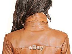 Ladies 3/4 FITTED Leather COAT Carol Tan High Fashion Latest SOFT Leather Jacket