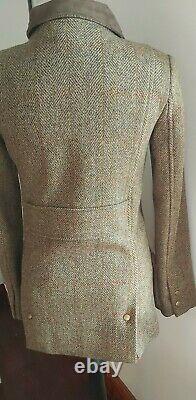 Ladies Harris 100 % Wool Tweed Field Jacket Green Check coat UK Size 8