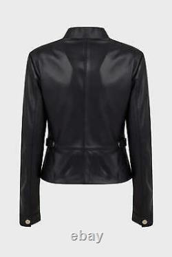 Ladies Real Leather Biker Jacket Classic Biker Fashion Womens Black Jacket