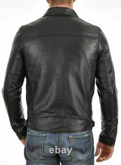 Lambskin Leather Jacket Motorcycle Black Biker Slim Fit New Jacket Men Stylish
