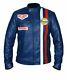 Le Mans Steve Mcqueen Blue Leather Jacket