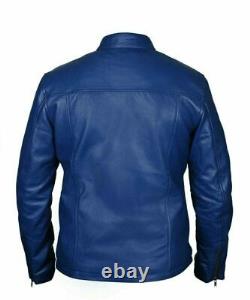 Le Mans Steve McQueen Blue Leather Jacket