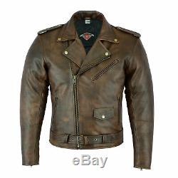 Leather Brando Motorbike Jacket Marlon Biker Motorcycle With CE Armour Protect