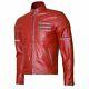 Leather Genuine Biker Red Slim Fit New Men Jacket Real Lambskin Motorcycle