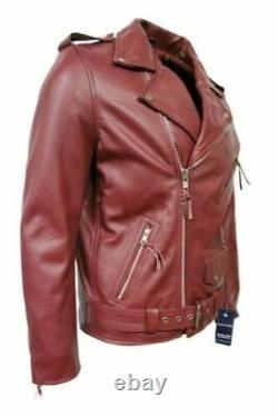 Leather Jacket Slim Fit Men's Biker Motorcycle Genuine Lambskin Jacket Coat
