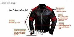 Leather Men Tan Biker Lambskin Handmade 100% Jacket Motorcycle Genuine