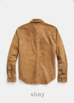 Light Brown 100% Real Goat Suede Leather Trucker Jacket Shirt Western Jacket