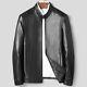 Luxury Mens Sheepskin Real Leather Jacket Short Stand-up Collar Motorcycle Coat