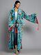 Luxury Velvet Bird Printed Robe Ofmd Long Kimono Depression Robe Gown Jacket