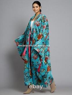 Luxury Velvet Bird Printed Robe OFMD Long Kimono Depression Robe Gown Jacket