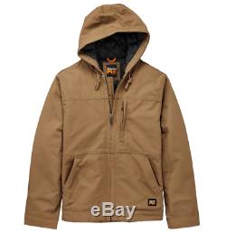 MEN'S TIMBERLAND PRO BALUSTER Hooded Insulated Canvas Work Jacket Black / Wheat