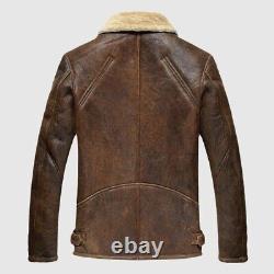 MW Authentic Aviator Coat Genuine Sheepskin Shearling Bomber Leather Jacket