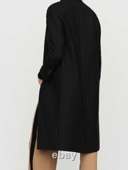 Maje $1100 Wool Blend pinstripes straight Coat in black Size 40 NWT
