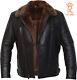 Men B4 Bomber Aviator Raf Black Real Shearling Genuine Sheepskin Leather Jacket